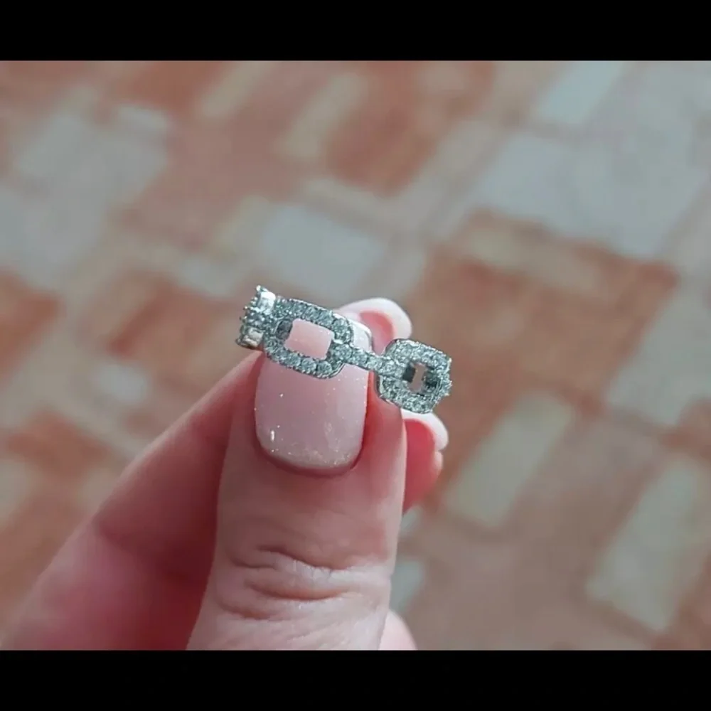 Silver Chain Ring Cubic Zirconia